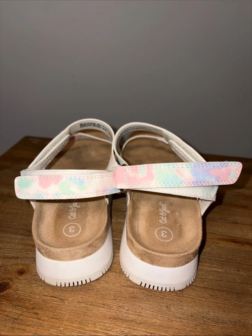 Cat & Jack Pastel Tie-Dye Strap Platform Sandals - Pink, Mint, Lilac Size 3